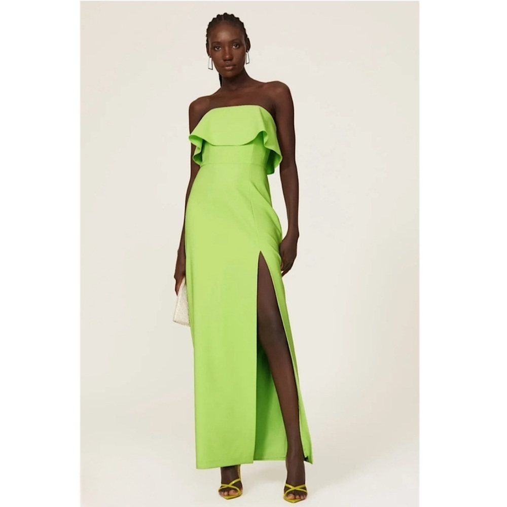 Aidan Mattox Strapless Ruffle Popover Statement Maxi Dress